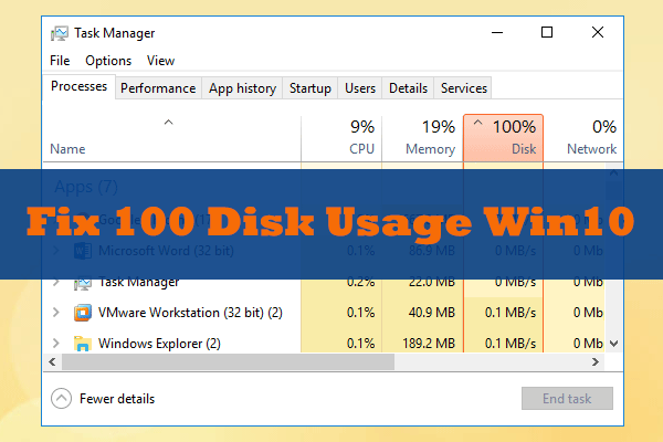 100 miniaturas del uso del disco de Windows 10