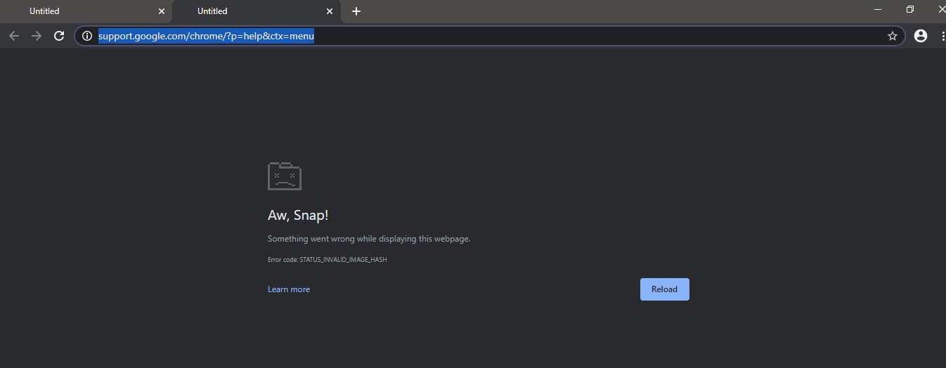 Status invalid image hash google chrome как исправить