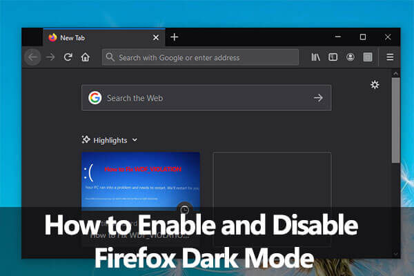 Miniatura del modo oscuro de Firefox