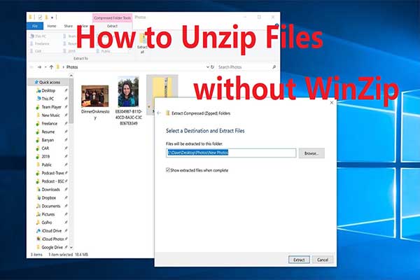 cómo descomprimir archivos sin miniatura winzip