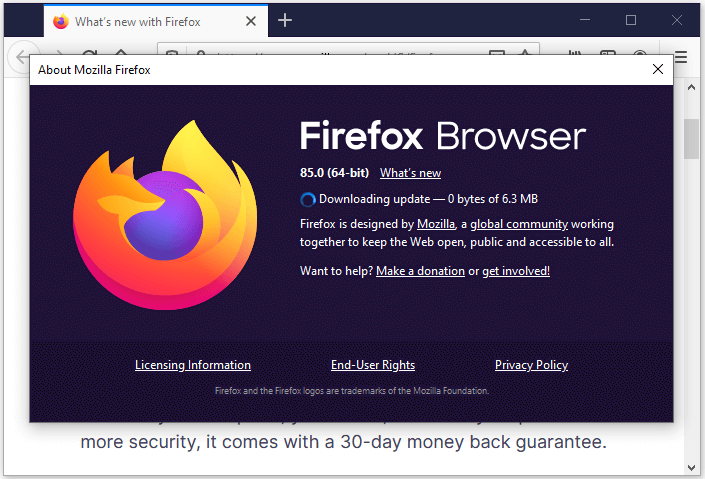 actualizar el navegador Firefox