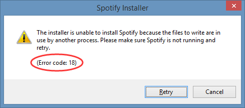 Código de error 18 de Spotify