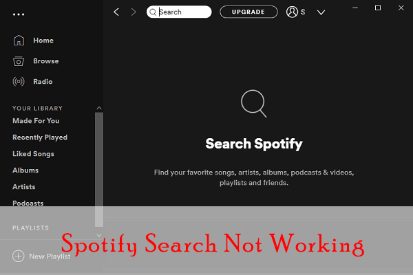 La búsqueda de Spotify no funciona en miniatura