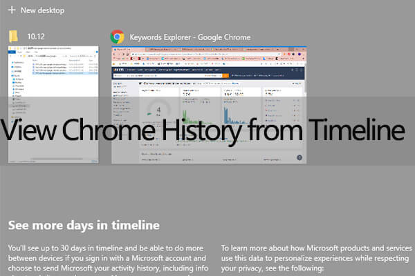 mostrar la actividad de Google Chrome en el mosaico de la línea de tiempo de Win 10