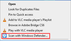 elija Escanear con Windows Defender
