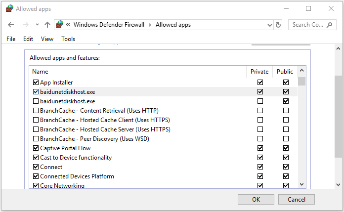 permitir el juego a través del firewall de Windows Defender