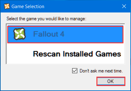 haga clic en Fallout 4 en la selección de juegos