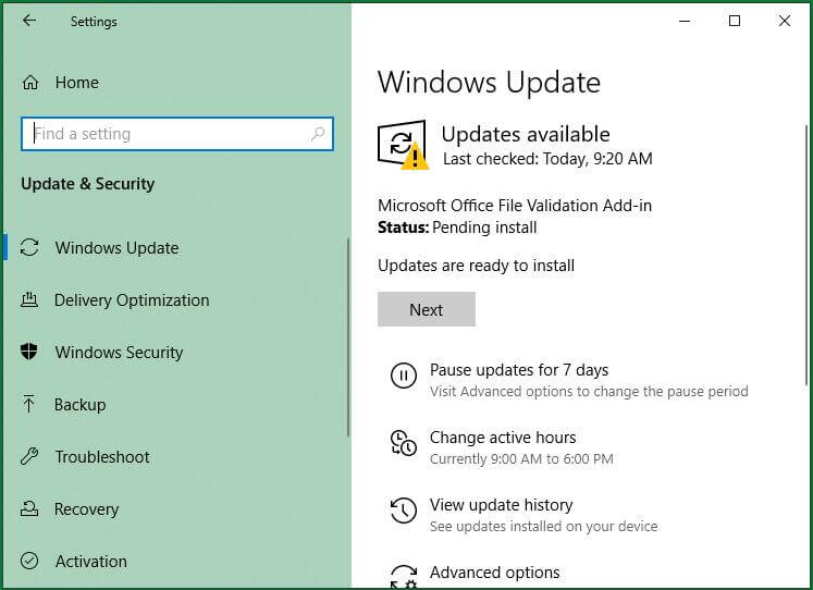 Verifique e instale Windows Update 
