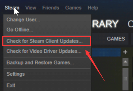 comprobar si hay actualizaciones del cliente Steam