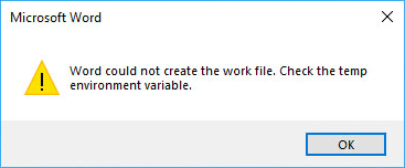 Word no pudo crear el archivo de trabajo